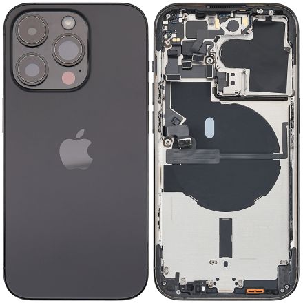 Pull Space Black iPhone 14 Pro (International Version) (Used OEM Pull: Grade A) Back Housing W/ Small Pre-Installed