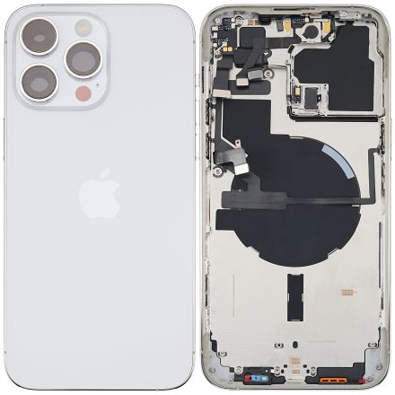 Pull Silver iPhone 14 Pro Max (International Version) (Used OEM Pull: Grade A) Back Housing W/ Small Pre-Installed