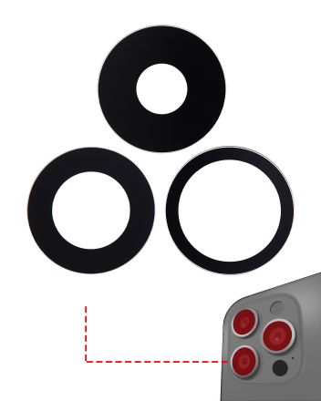 Premium  iPhone 14 Pro / 14 Pro Max (3 Piece Set) (Real Sapphire) Back Camera Lens (Glass Only) With Adhesive