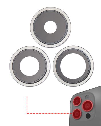 Premium Silver iPhone 14 Pro / 14 Pro Max  (3 Piece Set) Back Camera Lens With Bracket & Bezel