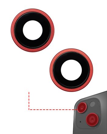 Premium Red iPhone 14 / 14 Plus (2 Piece Set) Back Camera Lens With Bracket & Bezel