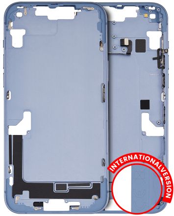 Pull Blue iPhone 14 Plus (International Version) (Used OEM Pull: Grade A) Mid-Frame Housing With Power And Volume Button