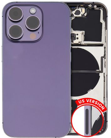 Pull Deep Purple iPhone 14 Pro (U.S Version) (Used OEM Pull: Grade A) Back Housing W/ Small Pre-Installed