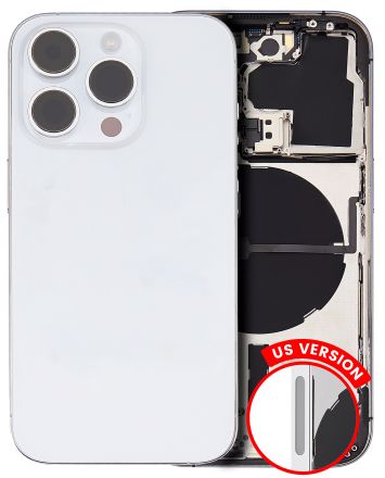 Pull Silver iPhone 14 Pro (U.S Version) (Used OEM Pull: Grade B) Back Housing W/ Small Pre-Installed