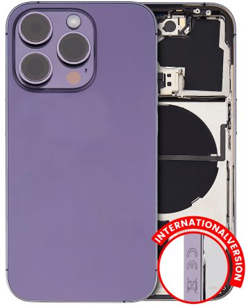 Pull Deep Purple iPhone 14 Pro (International Version) (Used OEM Pull: Grade A) Back Housing W/ Small Pre-Installed