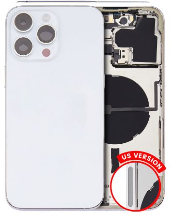 Pull Silver iPhone 14 Pro Max (U.S Version) (Used OEM Pull: Grade B) Back Housing W/ Small Pre-Installed