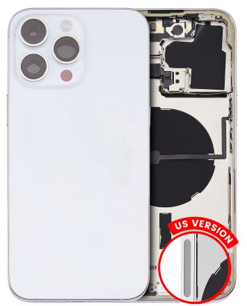 Pull Silver iPhone 14 Pro Max (U.S Version) (Used OEM Pull: Grade C) Back Housing W/ Small Pre-Installed