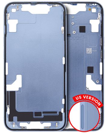 Pull Blue iPhone 14 (US Version) (Used OEM Pull: Grade A) Mid-Frame Housing With Power And Volume Button