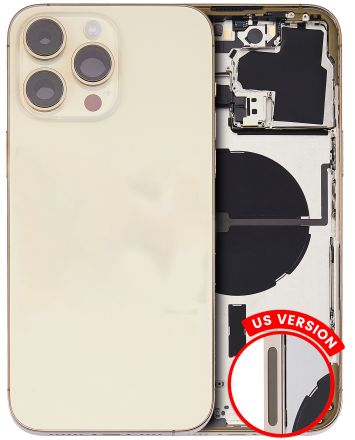 Pull Gold iPhone 14 Pro Max (U.S Version) (Used OEM Pull: Grade B) Back Housing W/ Small Pre-Installed