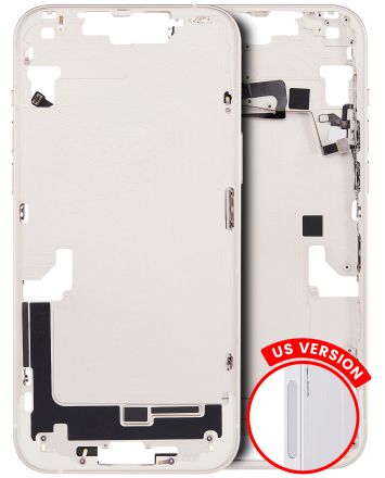 Pull Starlight iPhone 14 Plus (US Version) (Used OEM Pull: Grade B) Mid-Frame Housing With Power And Volume Button