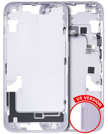 Pull Purple iPhone 14 (US Version) (Used OEM Pull: Grade B) Mid-Frame Housing With Power And Volume Button
