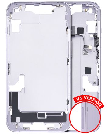 Pull Purple iPhone 14 (US Version) (Used OEM Pull: Grade C) Mid-Frame Housing With Power And Volume Button