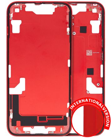 Pull Red iPhone 14 (International Version) (Used OEM Pull: Grade A) Mid-Frame Housing With Power And Volume Button