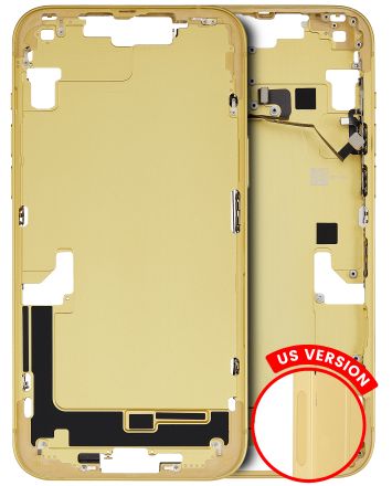 Pull Yellow iPhone 14 Plus (US Version) (Used OEM Pull: Grade A) Mid-Frame Housing With Power And Volume Button