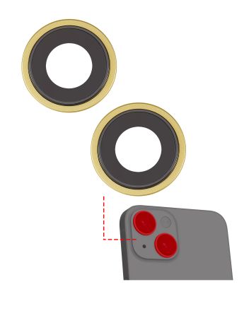 Premium Yellow iPhone 14 / 14 Plus (2 Piece Set) Back Camera Lens With Bracket & Bezel