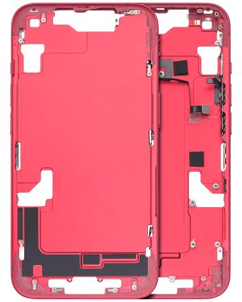 Pull Red iPhone 14 (Used OEM Pull: Grade C) Mid-Frame Housing With Power And Volume Button