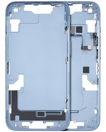 Pull Blue iPhone 14 (Used OEM Pull: Grade C) Mid-Frame Housing With Power And Volume Button