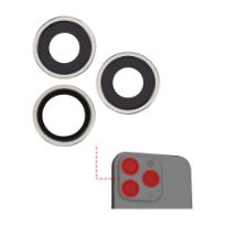 Premium  iPhone 15 Pro Max (3 Piece Set)  (White Titanium) Back Camera Lens With Bracket & Bezel