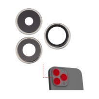 Premium  iPhone 15 Pro (3 Piece Set)  (White Titanium) Back Camera Lens With Bracket & Bezel