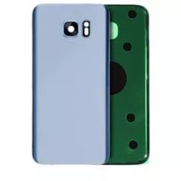 S30 Coral Blue Samsung Galaxy S7 Edge (No Logo)  Back Cover Glass With Camera Lens (Aftermarket Plus)