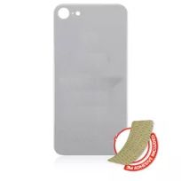 Silver iPhone 8 / SE (2020) (No Logo / Large Camera Hole) Back Glass With 3M Adhesive