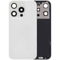 Pull iPhone 15 Pro (Used OEM Pull: Grade A) (White Titanium) Back Glass With Steel Plate With Wireless NFC Charging MagSafe Magnet & Flashlight Flex