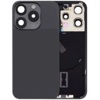 Titanium Black iPhone 15 Pro (No Logo) (Black Titanium) Back Glass With Steel Plate With Wireless NFC Charging MagSafe Magnet & Flashlight Flex