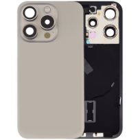 iPhone 15 Pro (No Logo) (Natural Titanium) Back Glass With Steel Plate With Wireless NFC Charging MagSafe Magnet & Flashlight Flex