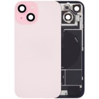 Pink Pull iPhone 15 (Used OEM Pull: Grade A) Back Glass With Steel Plate With Wireless NFC Charging MagSafe Magnet & Flashlight Flex