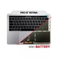 Pull Silver MacBook Pro 13" Retina (A1708 / Late 2016) (UK Keyboard) (Used OEM Pull: Grade New) Top Case Assembly With Battery And Keyboard